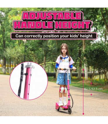 HOMCOM Folding Kids Electric Scooter for 7-14, Pink