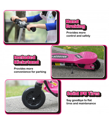 HOMCOM Folding Kids Electric Scooter for 7-14, Pink