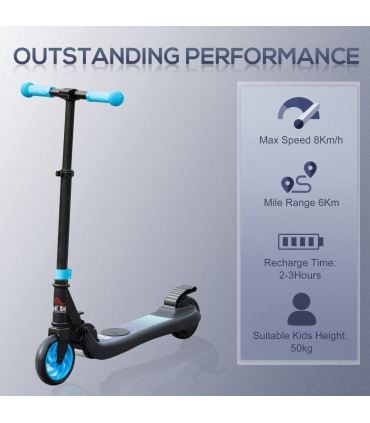 HOMCOM Folding Electric Scooter with Rear Wheel Brake, Sky Blue