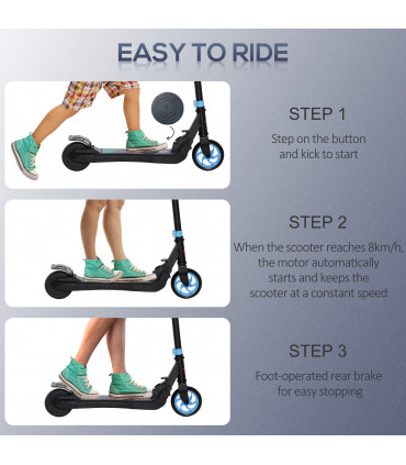 HOMCOM Folding Electric Scooter with Rear Wheel Brake, Sky Blue