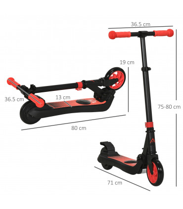 HOMCOM Folding Electric Scooter with Rear Wheel Brake, Red