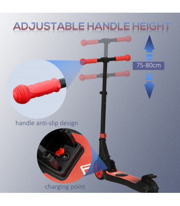 HOMCOM Folding Electric Scooter with Rear Wheel Brake, Red