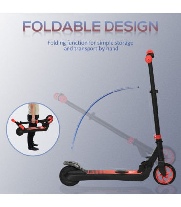 HOMCOM Folding Electric Scooter with Rear Wheel Brake, Red