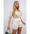Elastic Waist Drawstring Pocket Detail Shorts