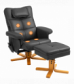 HOMCOM Massage Recliner Chair with Footstool and Hidden Storage, Black