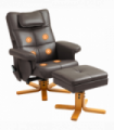 HOMCOM Massage Recliner Chair with Footstool and Hidden Storage, Dark Brown
