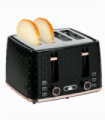 HOMCOM Toaster with 4 Slot, 7 Browning Levels, 1600W, Black Honeycomb