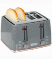 HOMCOM Toaster with 4 Slot, 7 Browning Levels, 1600W, Grey Honeycomb