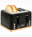 HOMCOM Toaster with 4 Slot, 7 Browning Levels, 1600W, Black Ripple