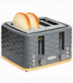 HOMCOM Toaster with 4 Slot, 7 Browning Levels, 1600W, Grey Ripple