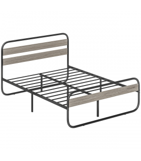 HOMCOM 5ft Metal Platform King Size Bed Frame with Under Bed Storage