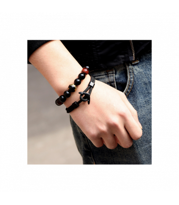 Men's Black Anchor Bracelet