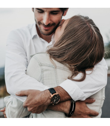 Men's Black Leather Bar Bracelet - Fashion Accessory