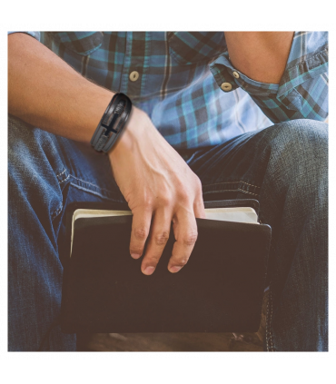 Men's Black Leather Cross Bracelet