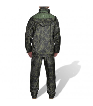 Men's Camo Print 2-Piece Rain Suit with Hood XXL