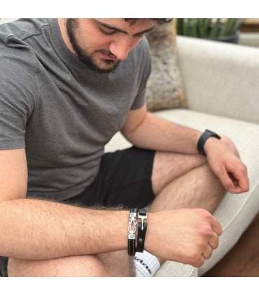 Men's Leather Anchor Bracelet