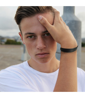 Men's Leather Trio Bracelet