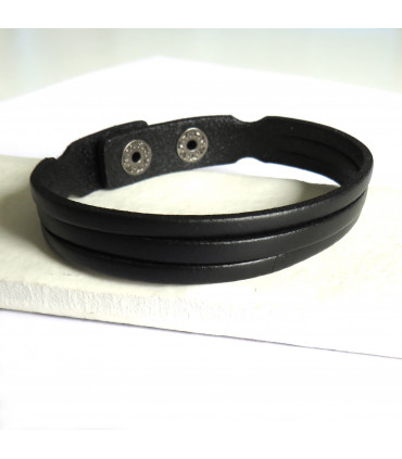 Men's Leather Trio Bracelet