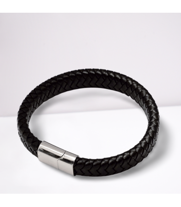 Men's Luxury Black Leather Bracelet