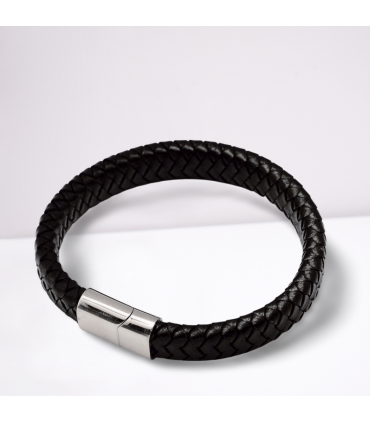 Men's Luxury Black Leather Bracelet