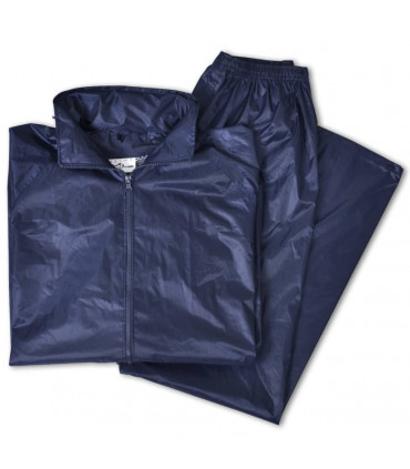 Men's Navy Blue 2-Piece Rain Suit with Hood XXL