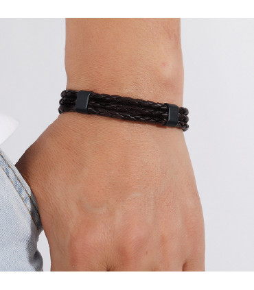 Mens Leather Clasp Bracelet