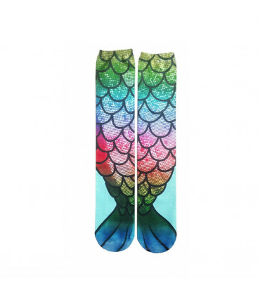 Mermaid Tail Print Women Girl Knee High Boot Socks[Design - 1]