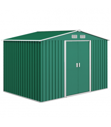 Metal 9x6 ft Garden Shed Storage Door Roof Building Container-Green