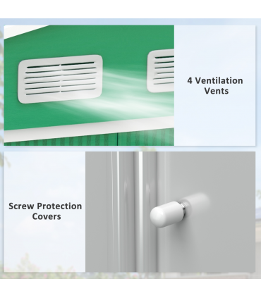 Metal 9x6 ft Garden Shed Storage Door Roof Building Container-Green