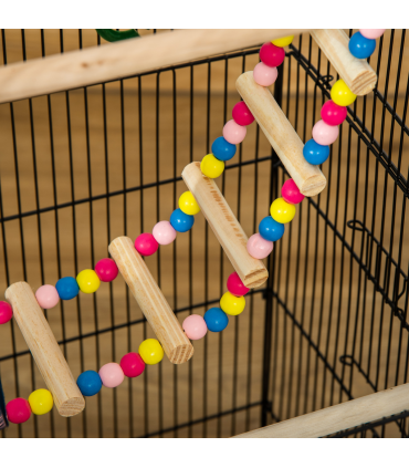 Metal Bird Cage for Budgies, Finches w/ Accessories, Toys, Tray, Handle - Black