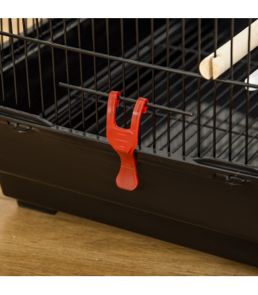 Metal Bird Cage for Budgies, Finches w/ Accessories, Toys, Tray, Handle - Black