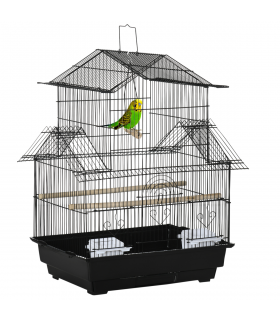 Pet Supplies Metal Bird Cage Black Steel Plastic 50.5L x 41W x 63H cm Cage