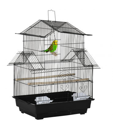 Pet Supplies Metal Bird Cage Black Steel Plastic 50.5L x 41W x 63H cm Cage