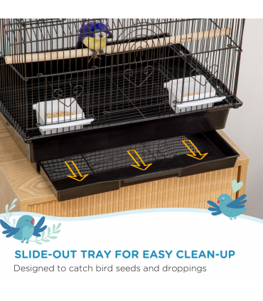 Pet Supplies Metal Bird Cage Black Steel Plastic 50.5L x 41W x 63H cm Cage