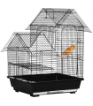 Bird Cage - Black Steel Plastic 39L x 33W x 47H cm Metal Bird w/ Plastic Perch