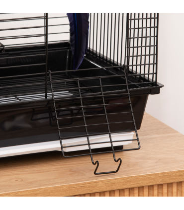 Bird Cage - Black Steel Plastic 39L x 33W x 47H cm Metal Bird w/ Plastic Perch