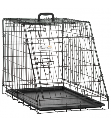 Metal Collapsible Car Dog Cage Transport Carrier Removable Tray 77 x 47 x 55cm