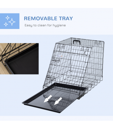 Metal Collapsible Car Dog Cage Transport Carrier Removable Tray 77 x 47 x 55cm