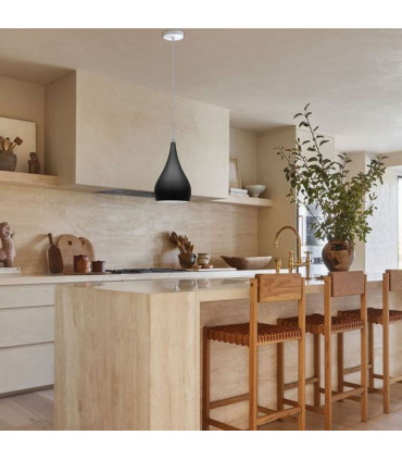 Metal E27 Black Teardrop Pendant Light Modern Industrial Hanging Light Fixture 