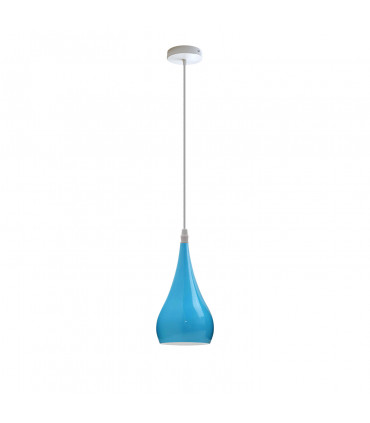 Pendant Light Teardrop Blue Metal E27 Modern Industrial Hanging Fixture 16cm