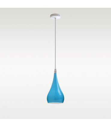 Pendant Light Teardrop Blue Metal E27 Modern Industrial Hanging Fixture 16cm