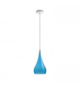 Teardrop Pendant Light Blue Metal E27 Modern Industrial Hanging Fixture