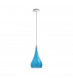 Teardrop Pendant Light Blue Metal E27 Modern Industrial Hanging Fixture