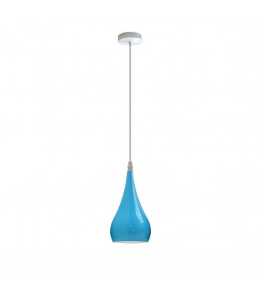 Teardrop Pendant Light Blue Metal E27 Modern Industrial Hanging Fixture