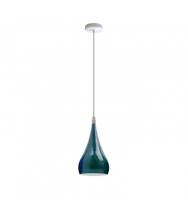 Teardrop Shaped Pendant Light Cyan Blue Metal E27 Modern Industrial 60W Bulb