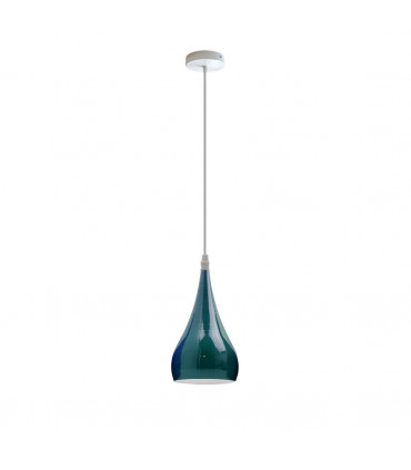 Teardrop Shaped Pendant Light Cyan Blue Metal E27 Modern Industrial 60W Bulb