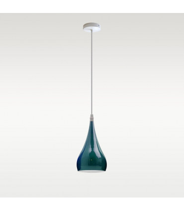 Teardrop Shaped Pendant Light Cyan Blue Metal E27 Modern Industrial 60W Bulb