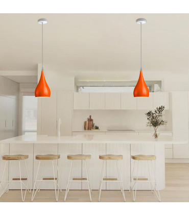 Pendant Light Teardrop Orange Metal E27 Modern Industrial Hanging Fixture