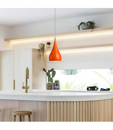 Pendant Light Teardrop Orange Metal E27 Modern Industrial Hanging Fixture