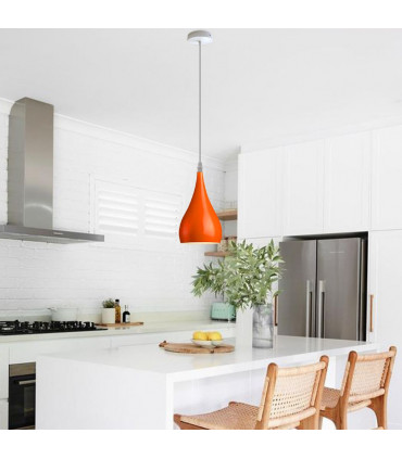 Pendant Light Teardrop Orange Metal E27 Modern Industrial Hanging Fixture